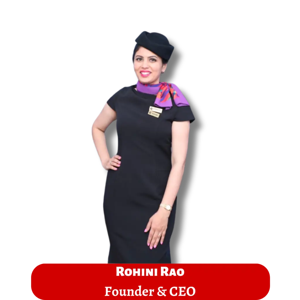 "CEO of Ambara Institute of Aviation, Rohini Rao, smiling, dressed in professional attire."